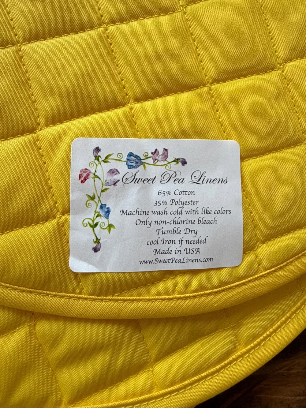 Yellow Quilted Round Placemats